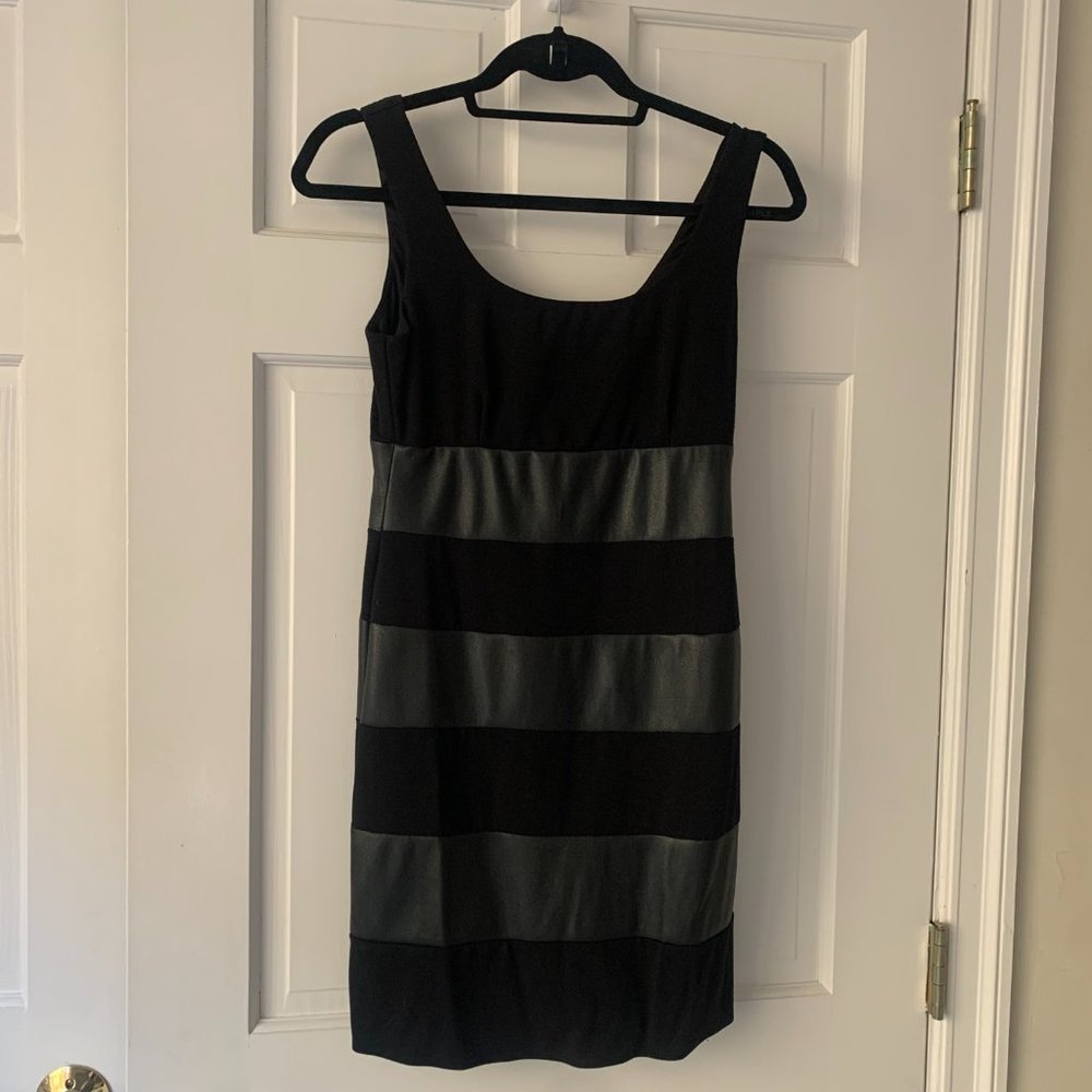 Bailey 44 Black Tank - Cotton/Pleather Striped Dress - Size Small  - NWT